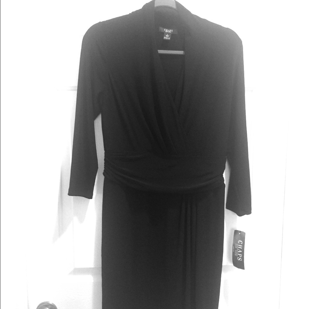 Chaps size Large black dress with faux wrap front